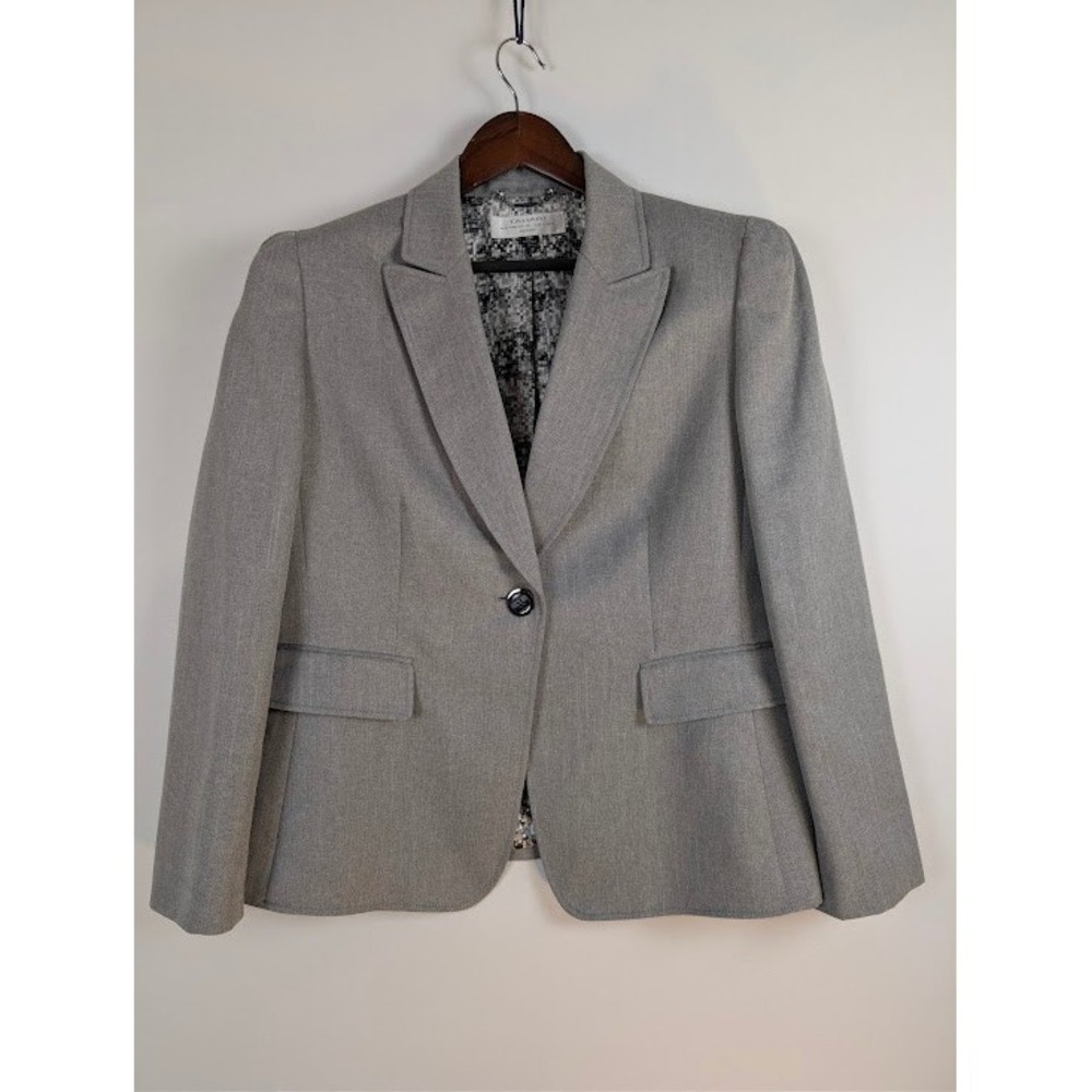 Tahari‎ Arthur S. Levine Blazer Women 14P Grey Fully Lined Career Jacket EUC